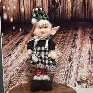 Plaid Holiday Elf Figurine that lifts up!